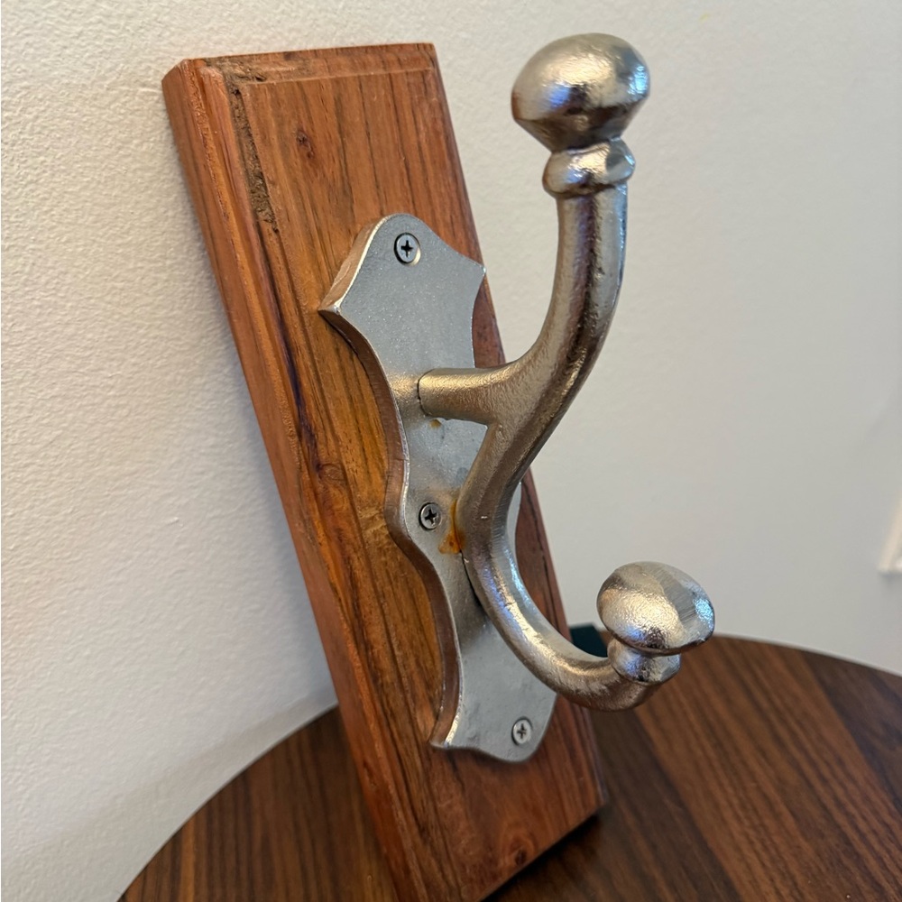 Crome and Brown Wall Hook for Coat
